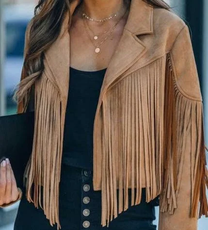 Fun Fringed Jacket Faux Suede