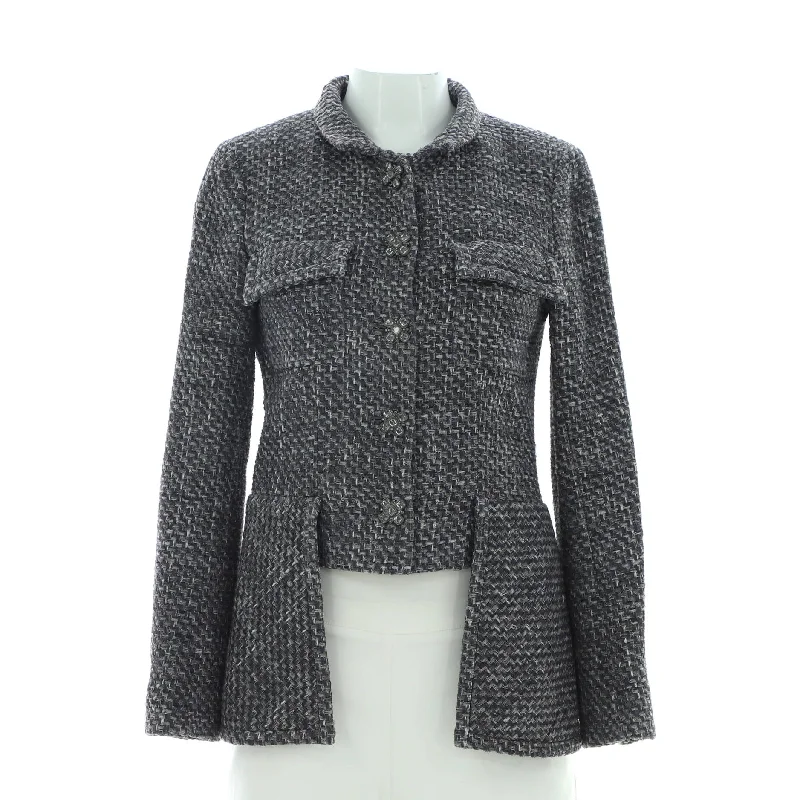 Women's Two Pocket Stand Collar Jacket Tweed