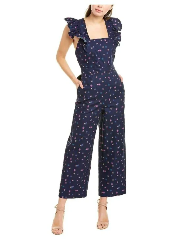 Farren Floral Print Jumpsuit In Blue