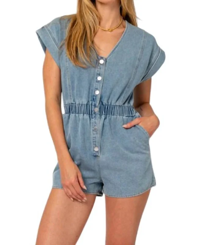 Button Down Denim Romper