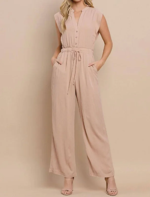 Effortless Days Jumpsuit In Beige