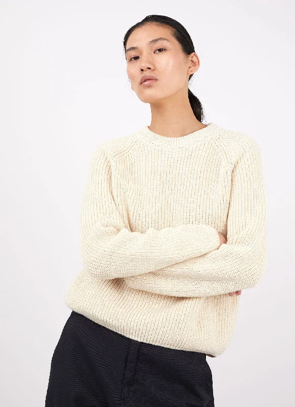 Women's Boxy Crew Jumper in Ecru