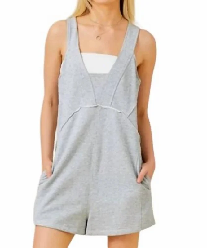 V-Neck Romper In Heather Grey