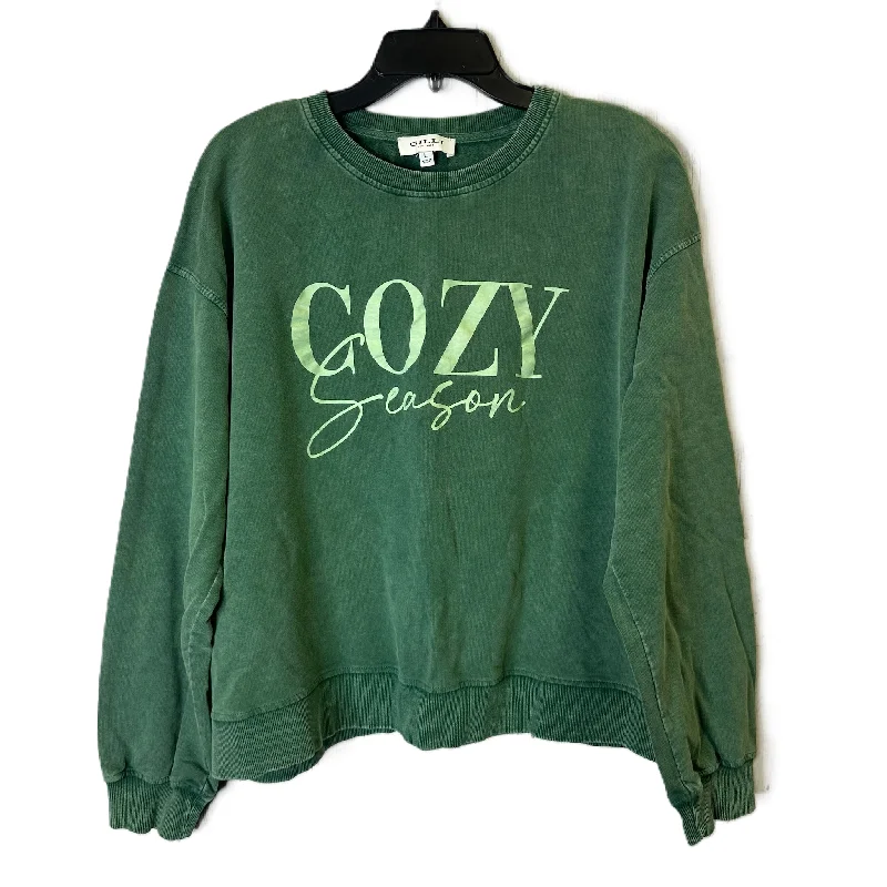 Sweatshirt Crewneck By Gilli In Green, Size: L