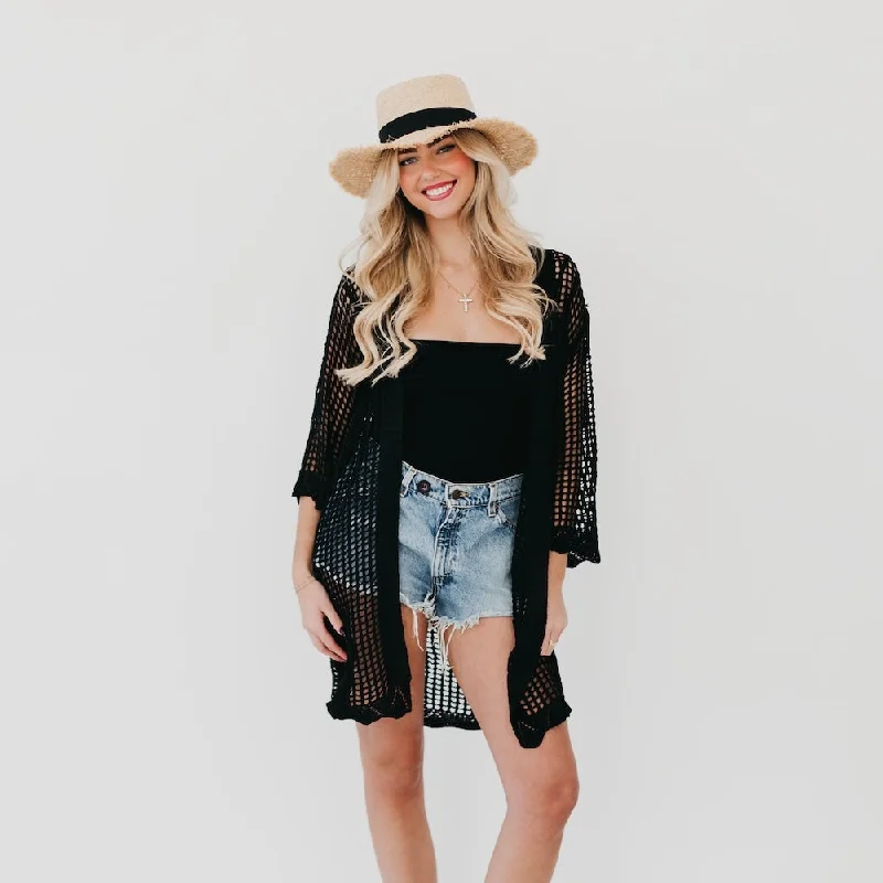 Coastal Views Crochet Tie Kimono