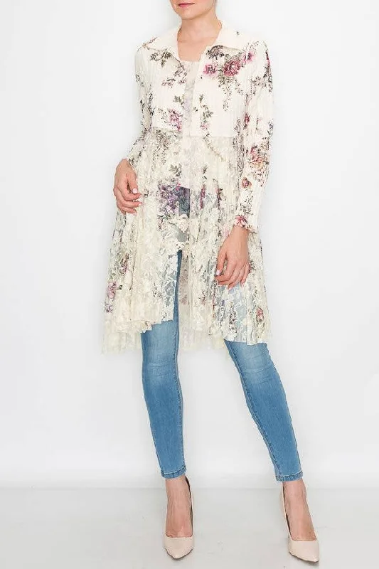 Lace Layer Cardigan 4540 NAT/CH FL