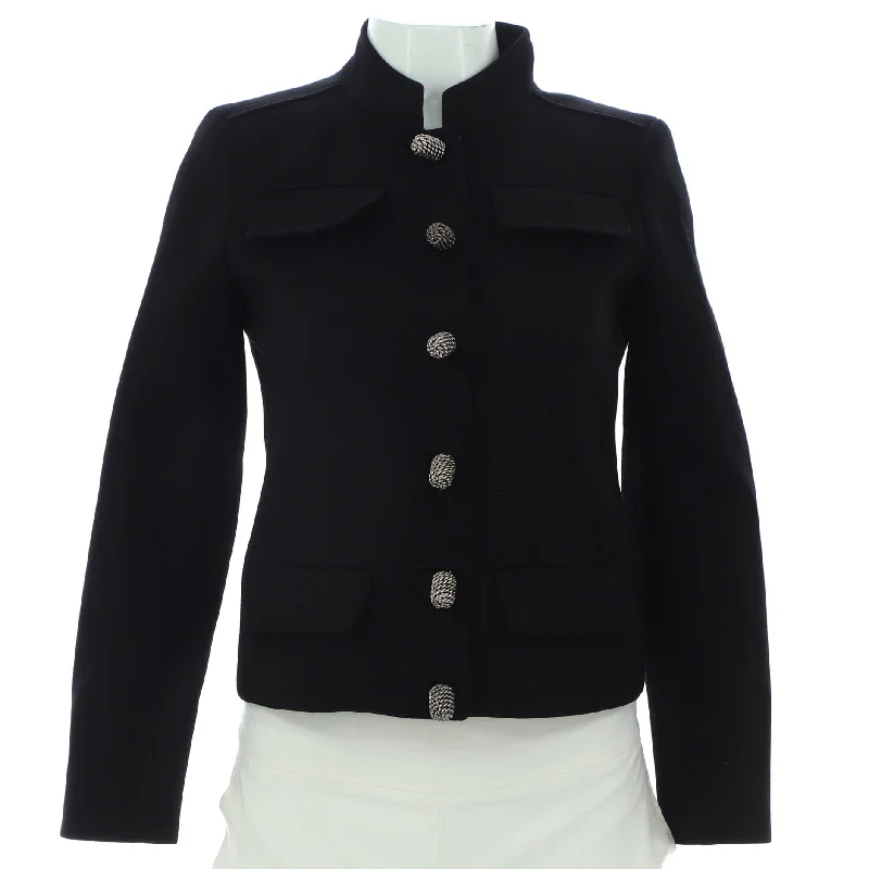 Women's Four Pocket Jacket Wool Blend with Metal Detail