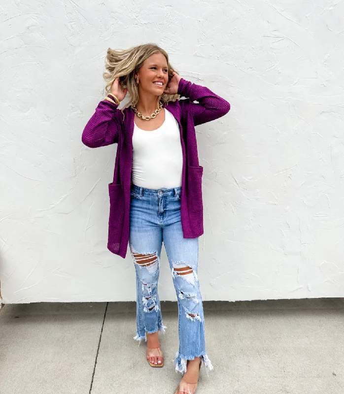 OS PLUS ONLY Lola Cardigan in Purple