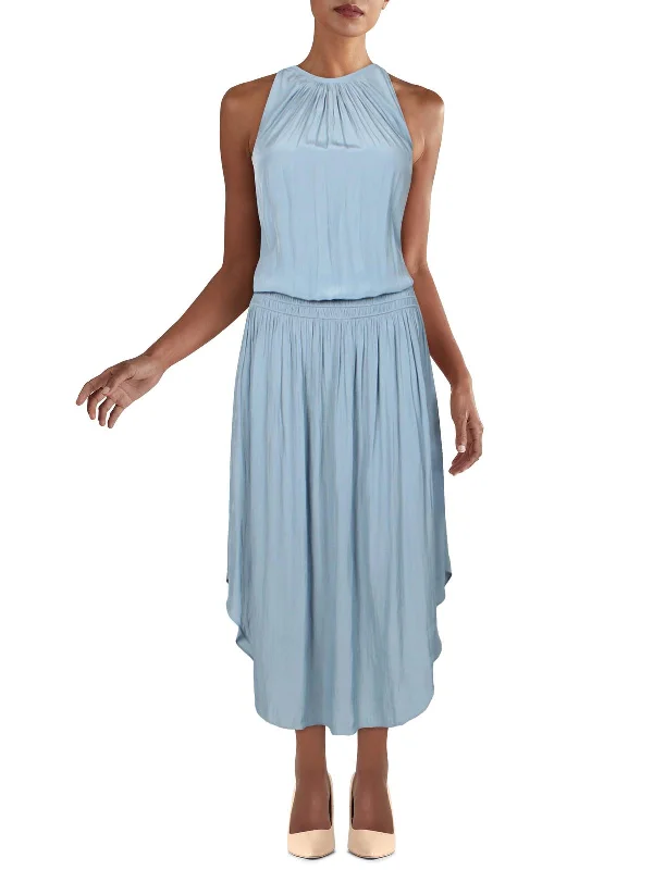 Audrey Womens Halter Drop Waist Midi Dress