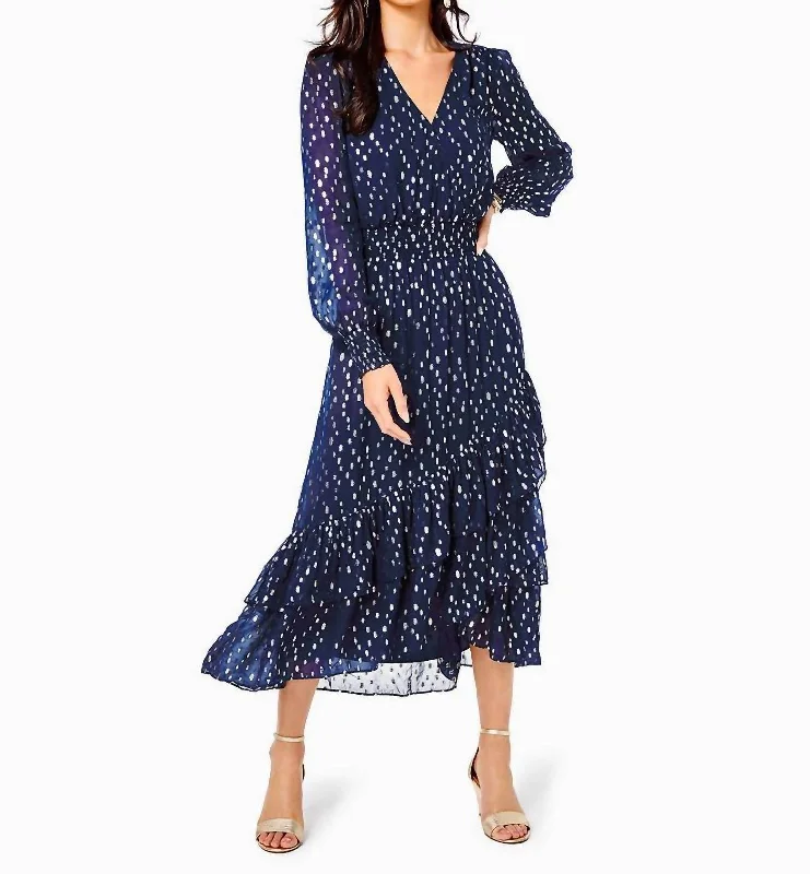 Cristiana Midi Dress in Low Tide Navy