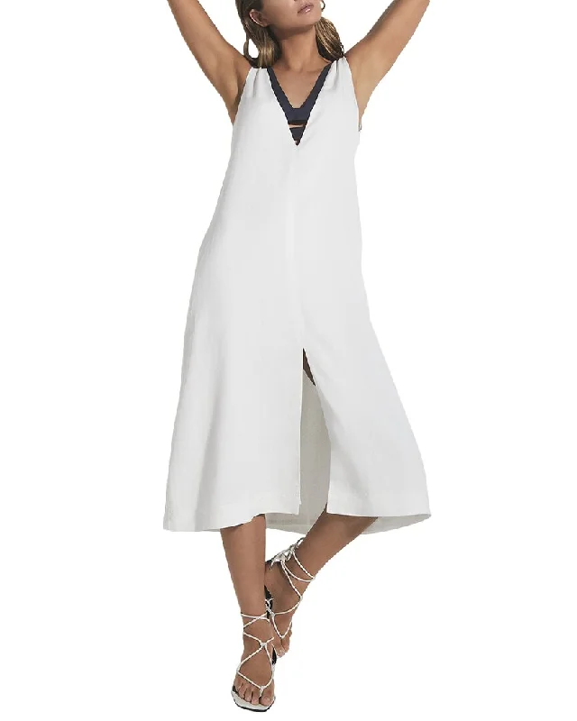 Reiss Valetta Colorblock Linen-Blend Midi Dress