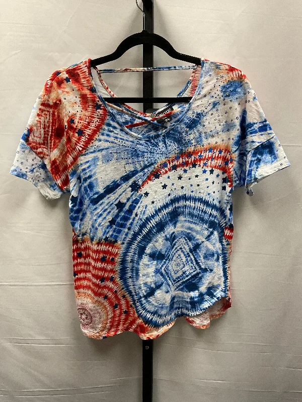 Blue Red & White Top Short Sleeve Onque, Size Xl