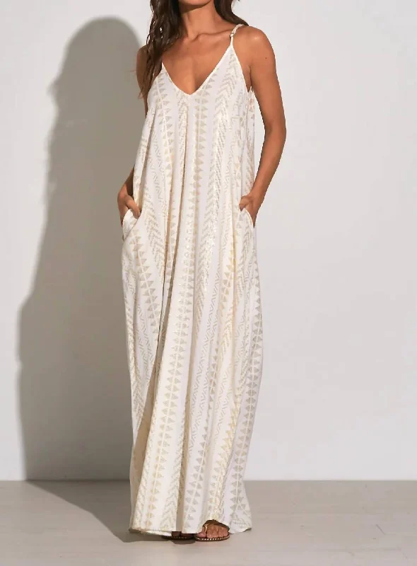 Cleo Maxi Dress In Gold Arrow Print