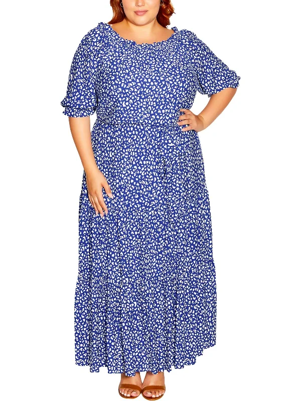 Emily Womens Ruffled Long Maxi Dress