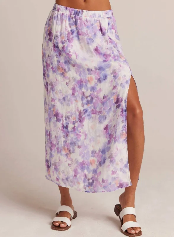 Linen High Waist Maxi Skirt In Iris Floral