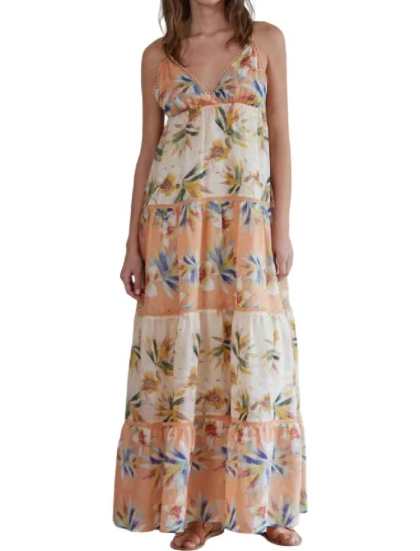 Maeve Maxi Dress In Peach Multi