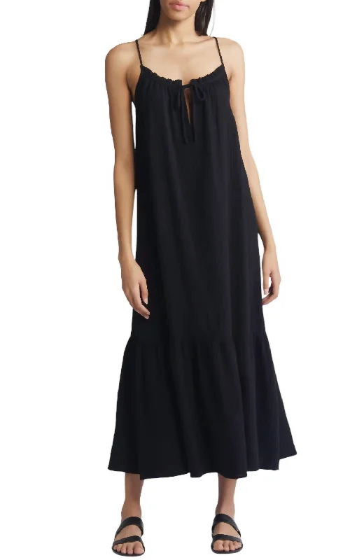 Marseille Maxi Dress In Black Gauze