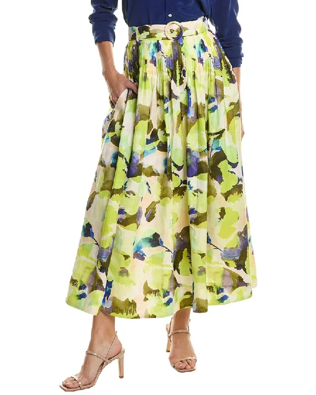 Nicholas Amabelle Pintuck Linen Midi Skirt