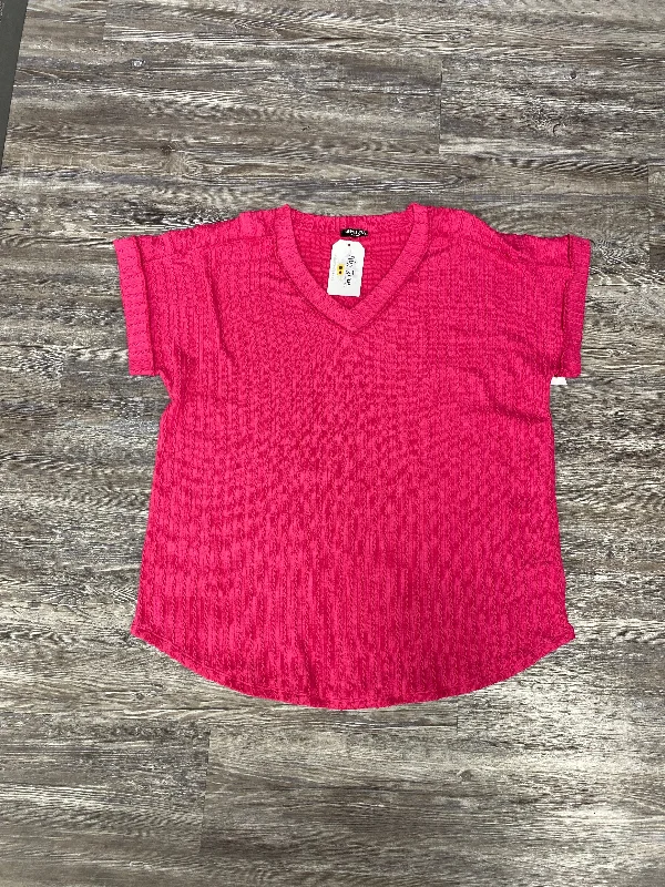 Pink Top Short Sleeve Basic Heimish Usa, Size 3x