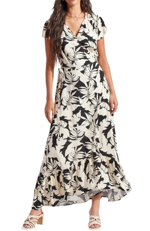 Short Sleeve Wrap Up Print Maxi Dress In Wailea