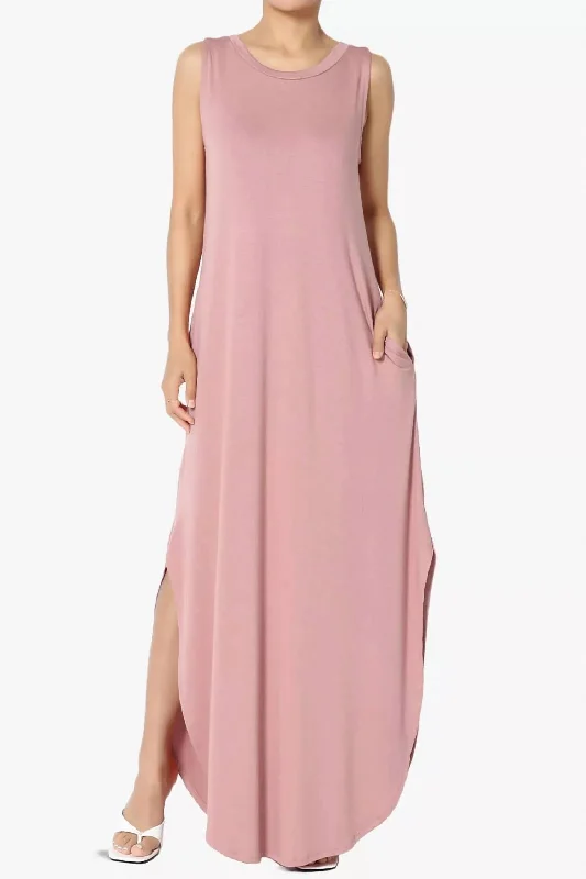 Sleeveless Loose Maxi Dress In Mauve