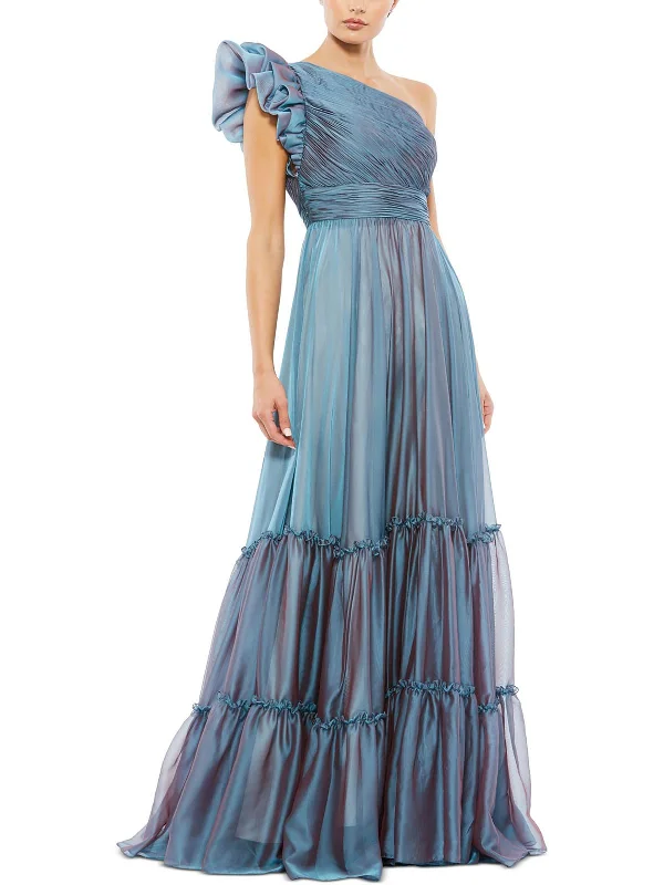 Womens Ruffle Maxi Evening Dress