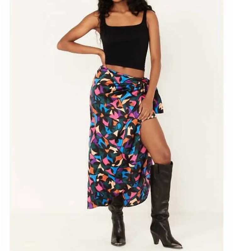 Wrap Me Up Skirt In Mosaic Magic Luxe Satin