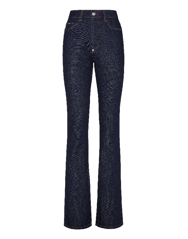 Denim Trousers Flare Fit Chains