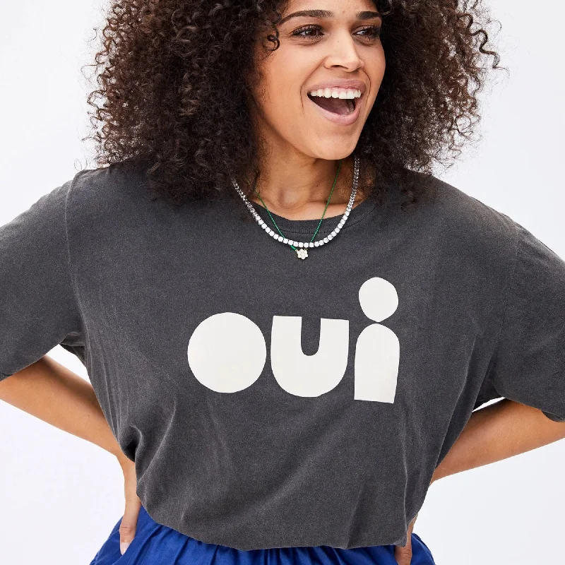 Cutout "Oui" Original Fit Tee (Faded Black)