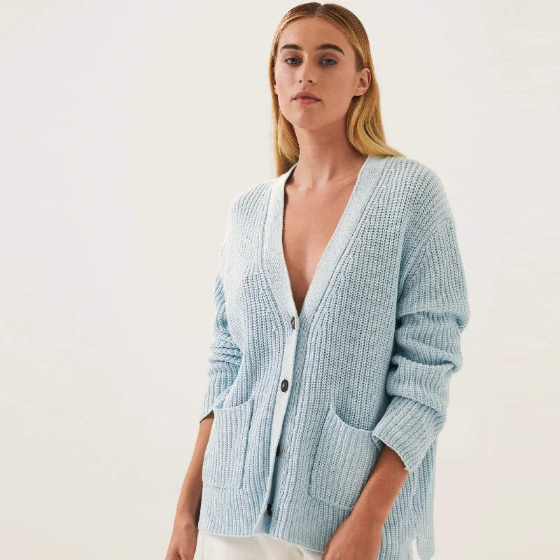 Neela Cotton Patch Pocket Cardigan (Clear Water)