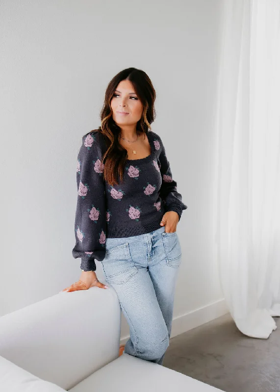 Tiffany Square Neck Floral Sweater