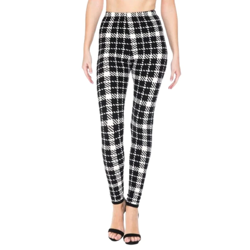 Multi Printed, High Waisted, Leggings With An Elasticized Waist Band.