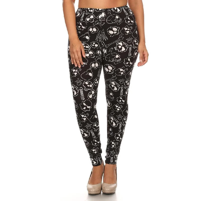 Plus Size Print, Full Length Leggings In A Fitted Style With A Banded High Waist