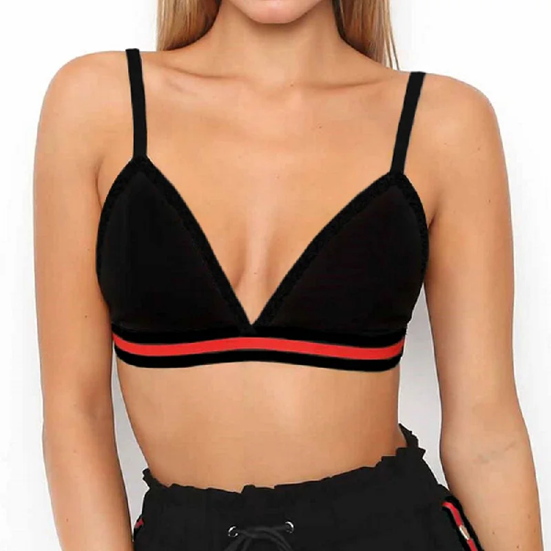 Women Sexy Black/White Elastic Patchwork Tops Bra Push Up Striped Bralette Brassiere Lingerie Summer Fashion Sleepwear Bra