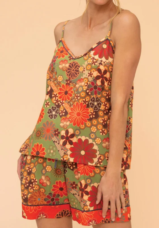 Powder 70s Kaleidoscope Cami Pyjamas, Sage