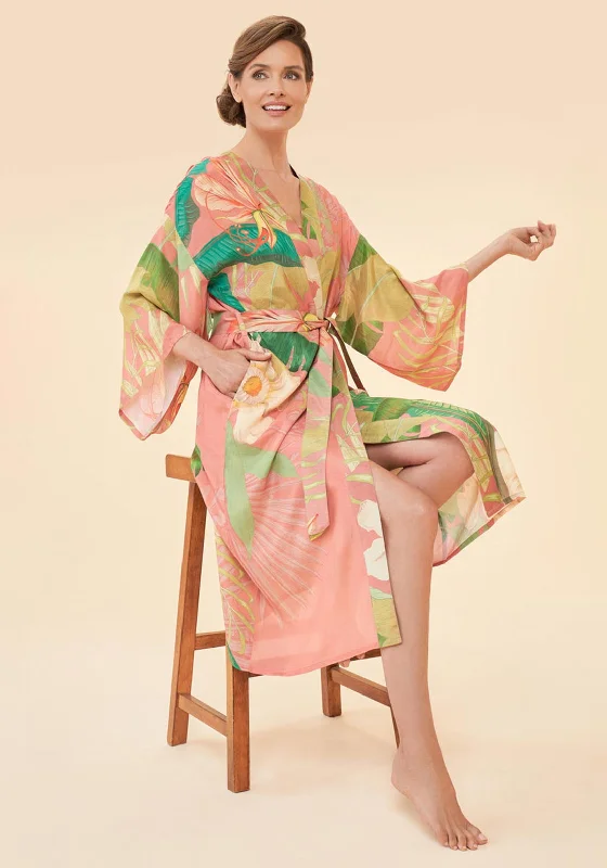 Powder Delicate Tropical One Size Kimono Gown, Candy