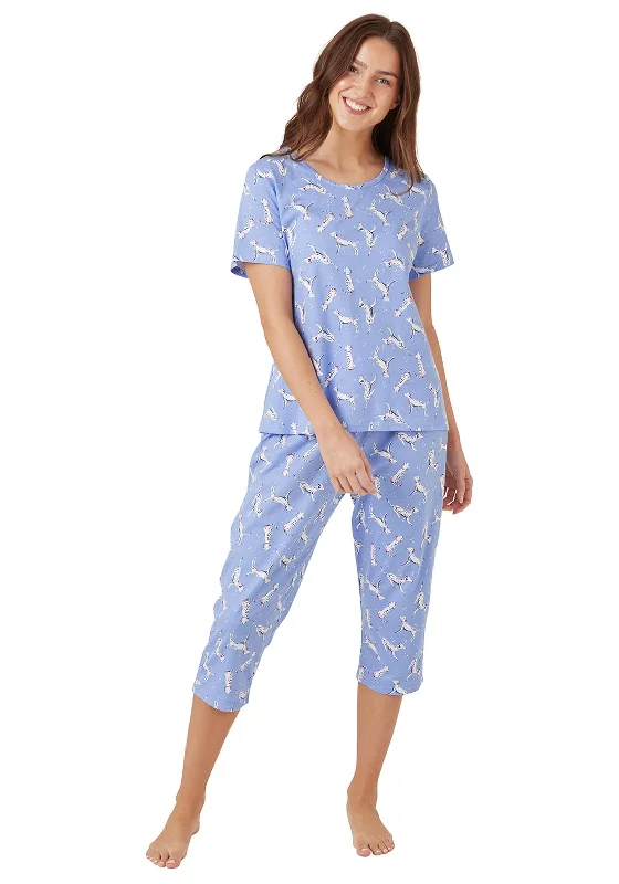 Indigo Sky Dotty Dogs Capri Pyjama Set, Blue