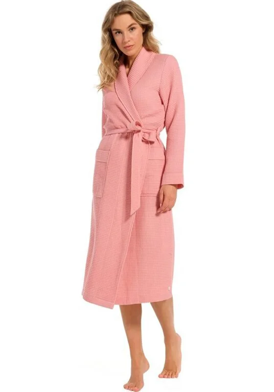 Pastunette Waffle Shawl Collar Dressing Gown, Pink