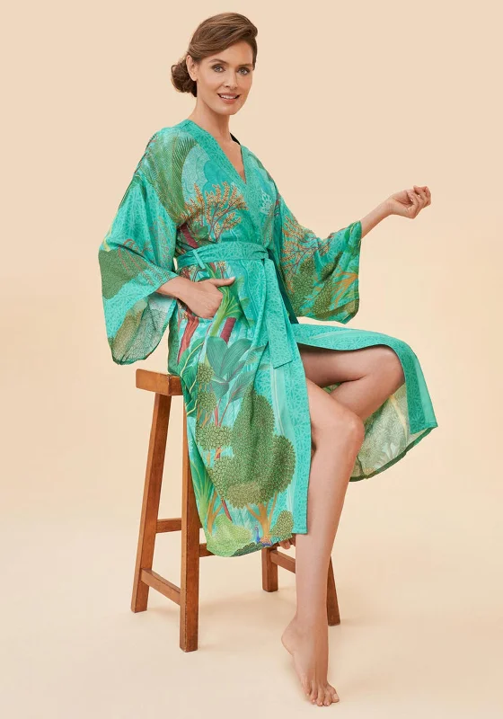 Powder Secret Paradise Kimono Gown, Aqua